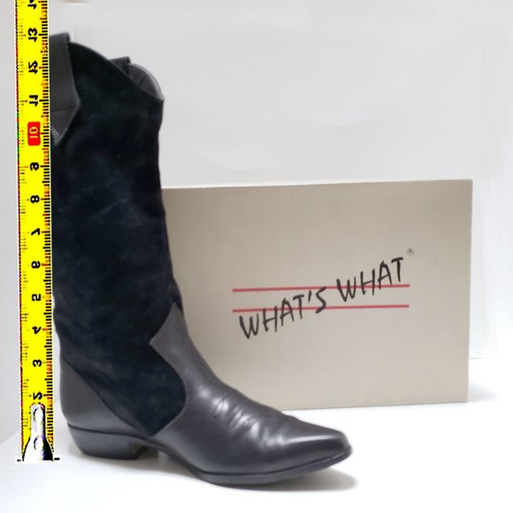 What's What Black Suede Mid Calf Boot Style Rowdy - Picture 10 of 15